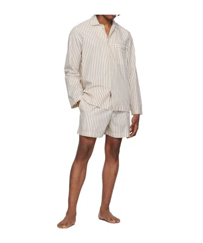 Tekla Pyjama Shorts In Off-white/brown