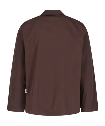 Tekla Brown Poplin Long-sleeved Pyjama Shirt In Brown