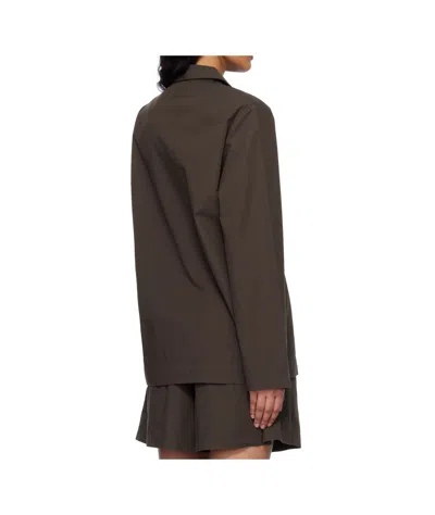 Tekla Brown Poplin Long-sleeved Pyjama Shirt In Brown