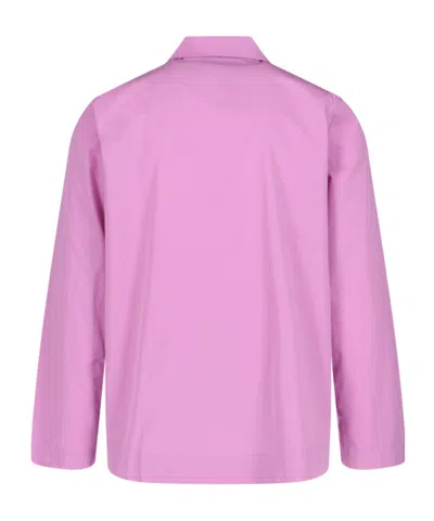 Tekla Poplin Long-sleeved Pyjama Shirt In Purple