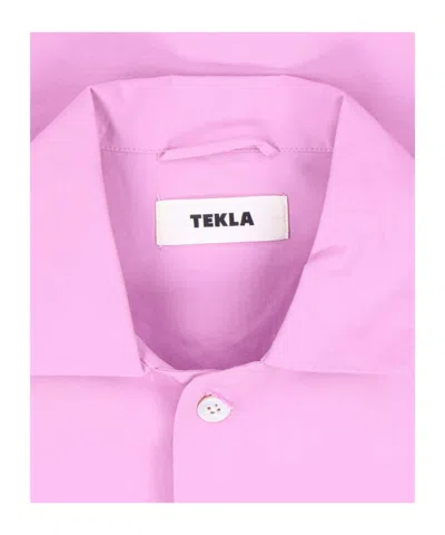 Tekla Poplin Long-sleeved Pyjama Shirt In Purple