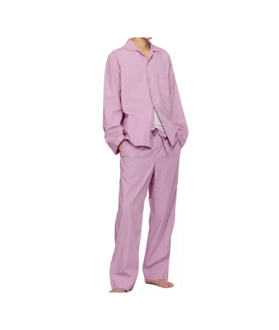 Tekla Poplin Long-sleeved Pyjama Shirt In Purple