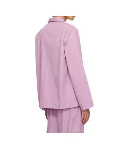 Tekla Poplin Long-sleeved Pyjama Shirt In Purple