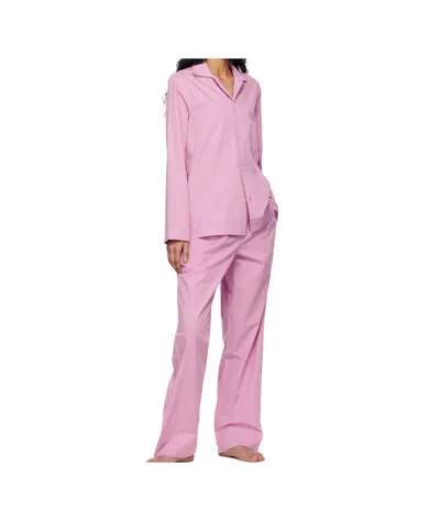 Tekla Poplin Long-sleeved Pyjama Shirt In Purple