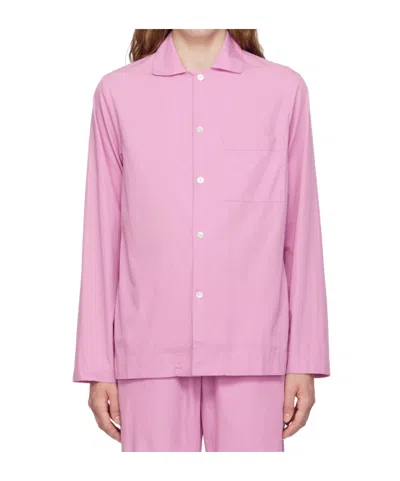 Tekla Poplin Long-sleeved Pyjama Shirt In Purple