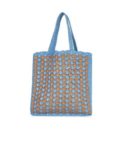 Prada Two-tone Raffia Shopping Bag In Gold