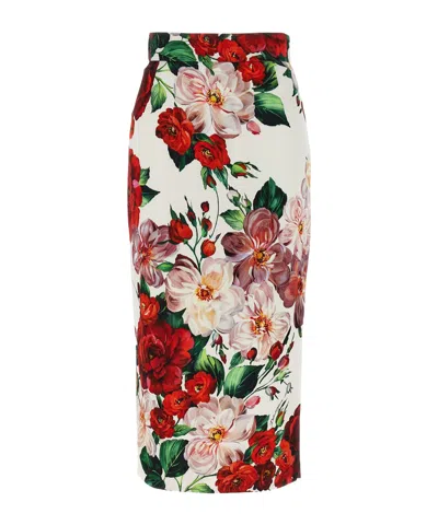 Dolce & Gabbana High-waisted Pencil Skirt Floral Pattern In Multicolor