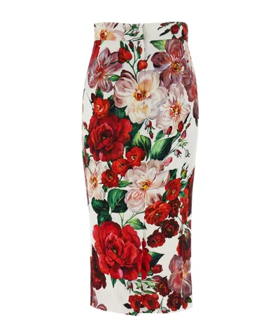 Dolce & Gabbana High-waisted Pencil Skirt Floral Pattern In Multicolor