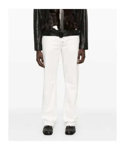 Alexander Mcqueen High Waist 5 Pockets Belt Loops Trousers In White