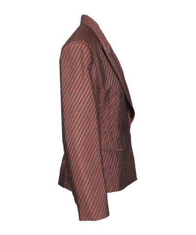 Dries Van Noten Burgundy Striped Jacket With Padded Balls In Red