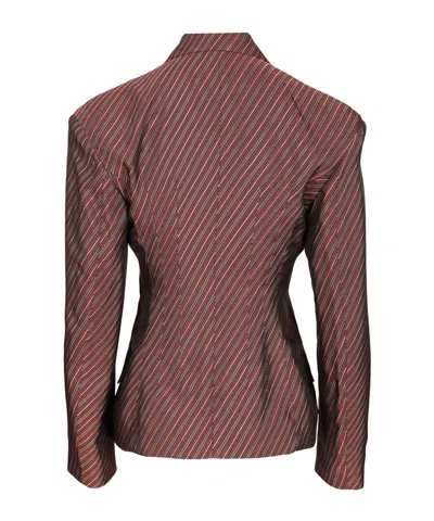Dries Van Noten Burgundy Striped Jacket With Padded Balls In Red