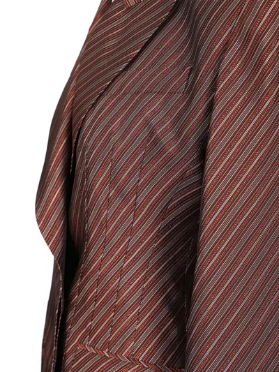 Dries Van Noten Burgundy Striped Jacket With Padded Balls In Red