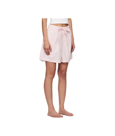 Tekla Pink Poplin Pyjama Shorts In Pink