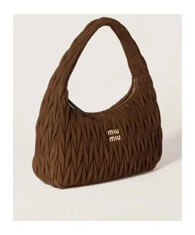 Miu Miu Quilted Top Handle Shoulder Bag In Cocoa Brown
