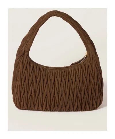 Miu Miu Quilted Top Handle Shoulder Bag In Cocoa Brown