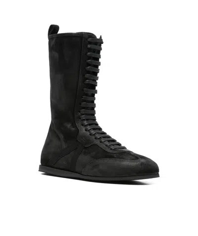 Ann Demeulemeester Fides Soft High Top Boxing Sneakers In Black