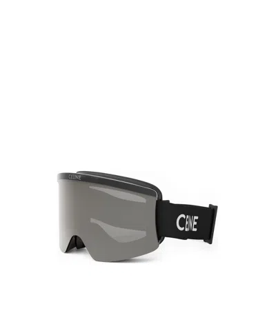 Celine Monochrome Logo-print Ski Goggles In Black