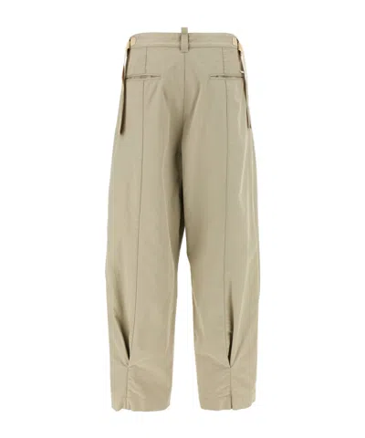 Dsquared2 Tailored Pleated Trousers With Button Detailing In Beige