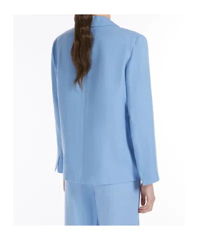 Max Mara Single-breasted Linen Jacket In Light Blue