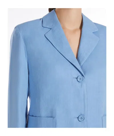 Max Mara Single-breasted Linen Jacket In Light Blue