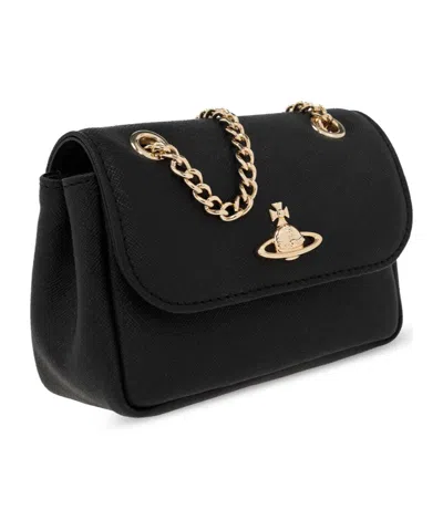 Vivienne Westwood Purse Chain-link Strap Gold-tone Hardware In Black
