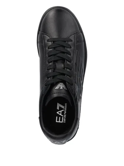 Ea7 Logo-debossed Sneakers In Black