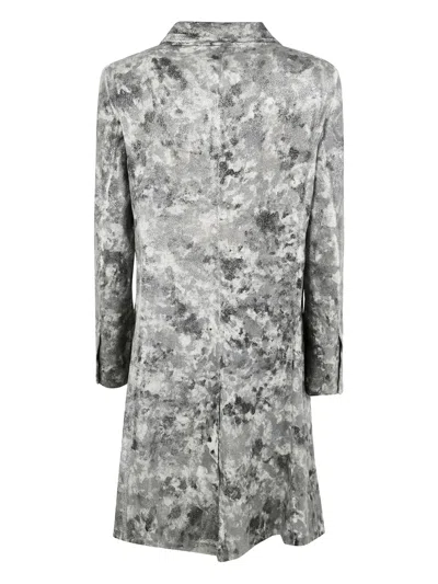 Avant Toi Camouflage Rever Neck Micro Mat Stitch Duster With Lamination In Grey
