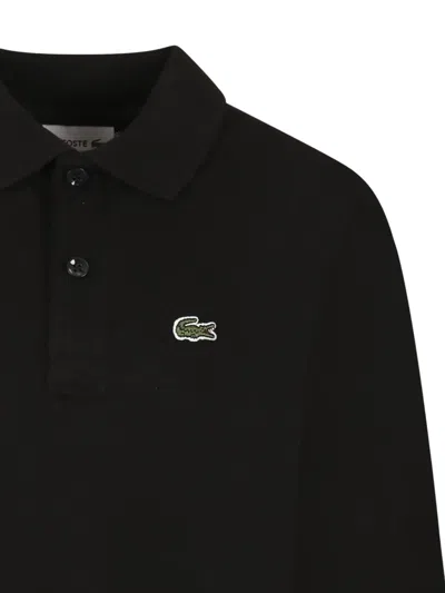 Lacoste Solid Long Sleeve Polo In Black