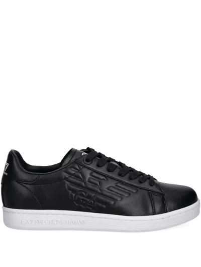 Ea7 Logo-debossed Sneakers In Black
