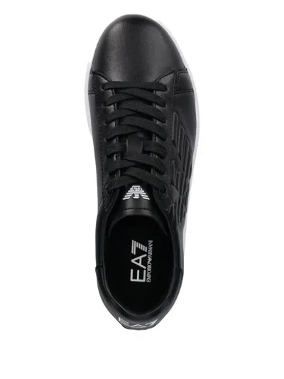 Ea7 Logo-debossed Sneakers In Black