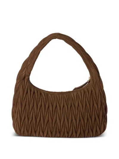 Miu Miu Wander Leather Hobo Bag In Brown