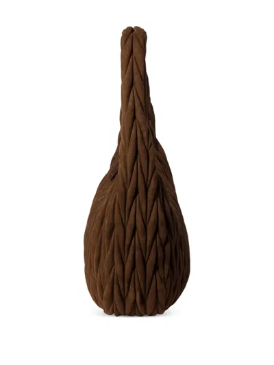 Miu Miu Wander Leather Hobo Bag In Brown