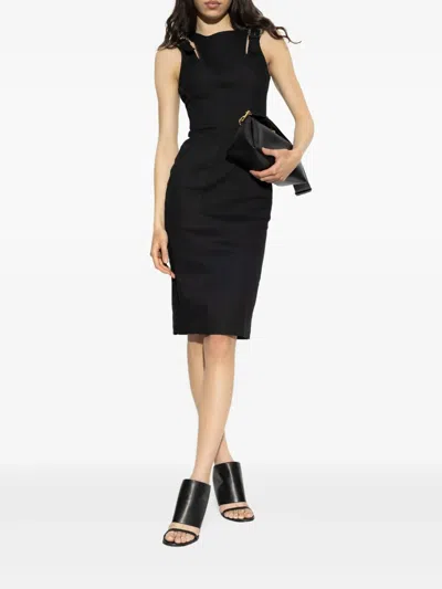 Versace Jeans Couture Baroque Buckle Sleeveless Midi Dress In Black