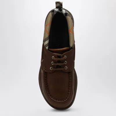 Burberry Leather Loafers Round Toe Rubber Sole In Brown