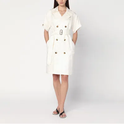 Burberry Waist Belted Short Sleeves Epaulettes Lapels In Beige