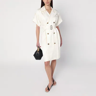 Burberry Waist Belted Short Sleeves Epaulettes Lapels In Beige