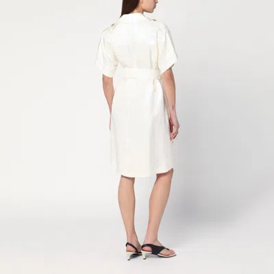 Burberry Waist Belted Short Sleeves Epaulettes Lapels In Beige