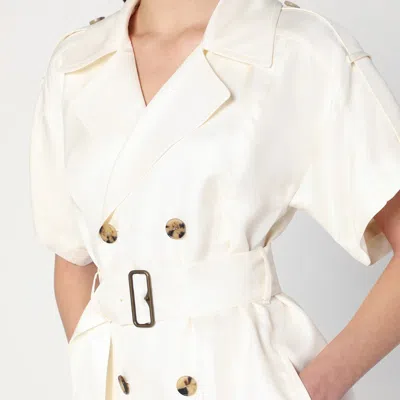 Burberry Waist Belted Short Sleeves Epaulettes Lapels In Beige