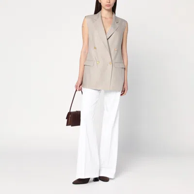 Tagliatore Beige Double-breasted Linen Vest Women In Brown