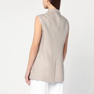 Tagliatore Beige Double-breasted Linen Vest Women In Brown