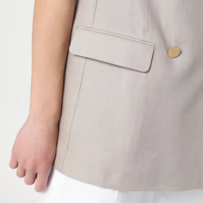 Tagliatore Beige Double-breasted Linen Vest Women In Brown