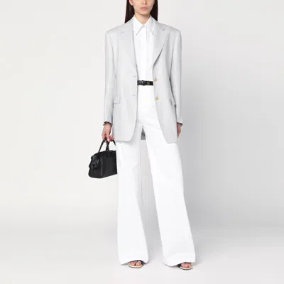 Tagliatore Light Grey Single-breasted Linen Jacket Women In Grey