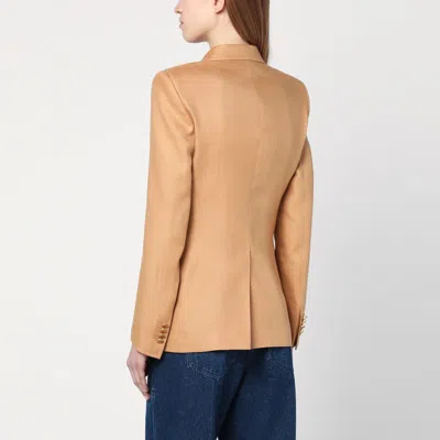 Tagliatore Caramel-coloured Double-breasted Linen Jacket Women In Beige