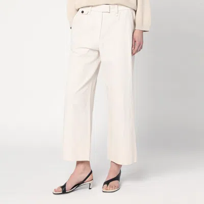 Brunello Cucinelli Ivory Trousers In Cotton And Linen Women In White