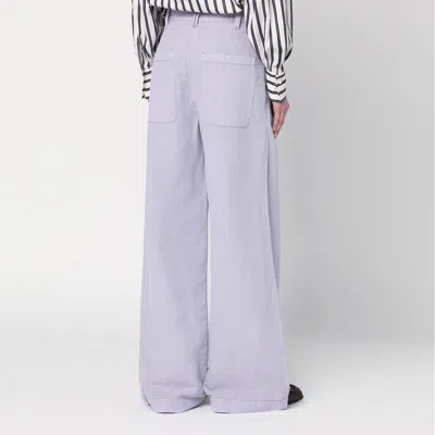 Brunello Cucinelli Violet Pants With Monil Detail On The Loop And Wide Leg In Cotton And Linen Blend Woman In Purple
