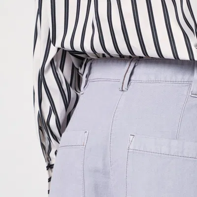 Brunello Cucinelli Violet Pants With Monil Detail On The Loop And Wide Leg In Cotton And Linen Blend Woman In Purple