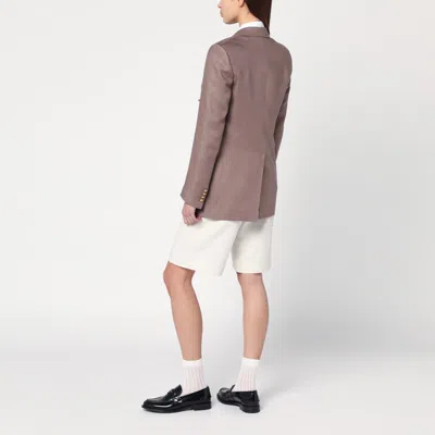 Tagliatore Brown Double-breasted Linen Jacket Women In Brown