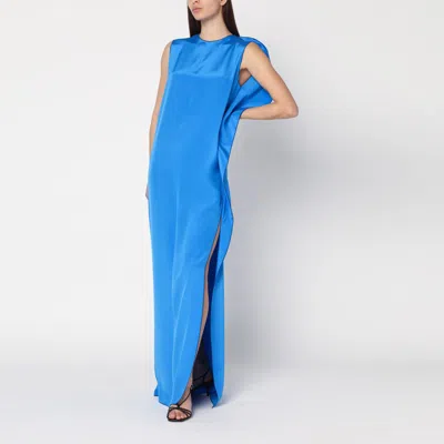 Max Mara Pianoforte Light Blue Flowy Silk Dress Women In Blue