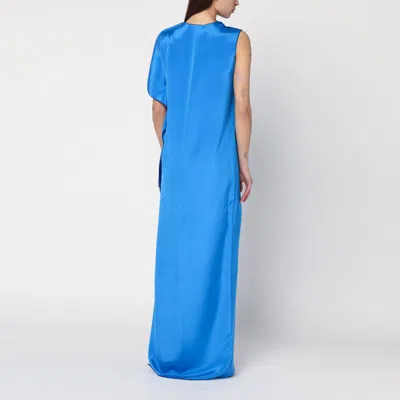 Max Mara Pianoforte Light Blue Flowy Silk Dress Women In Blue