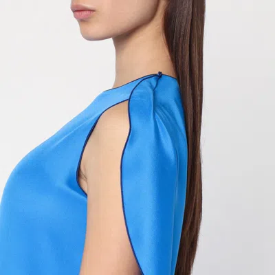 Max Mara Pianoforte Light Blue Flowy Silk Dress Women In Blue